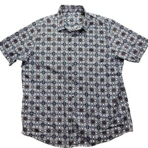 Tasso Elba Floral Print‎ Button Up Short Sleeve Casual Shirt XL Boho Summer
